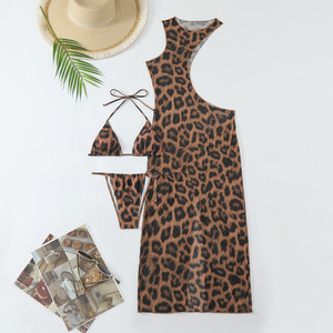 Xs Clothes Summer Female <strong>Swimsuit</strong> Leopard Print Swimwear Beachwear Sexy 3 Pcs Bikini Set Bathing Suits for Women - Product Image 3