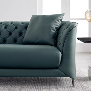 Sofá clásico Chesterfield con hebilla, sofá de cuero verde, muebles para el hogar alemanes, sofá moderno de cuero de lujo para sala de estar - Product Image 3