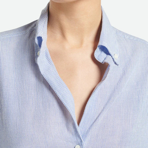 Tongrui camicia a righe in cotone 100% da donna camicetta Casual da donna camicia <span class=keywords><strong>elegante</strong></span> a maniche lunghe - Product Image 2