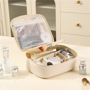 Bolsa Organizadora de Maquillaje con Cajones, Gran Capacidad, Almacenamiento de Cosméticos, Portátil para Viaje, Beige, Impermeable, Resistente al Desgaste - Product Image 4