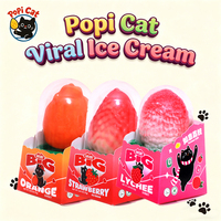 Es Krim PoPI CAT Popular Art 3D Virus Rasa Campuran Jeruk Stroberi Leci, Rantai Dingin, Grosir, Makanan Beku dalam Kemasan 75g