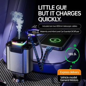 120W 6-in-1 Multi-functional <b>Car</b> Charger Equipped With Retractable Charging Cables Type-C Fast Charging <b>Adapter</b> For All Vehicles - Product Image 2
