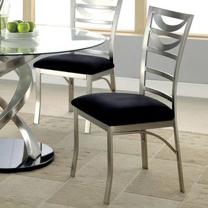 DB-Sillas laterales de microfibra de metal para el hogar, comedor, oficina, casa de campo, diseño contemporáneo, material de cuero plateado - Product Image 2