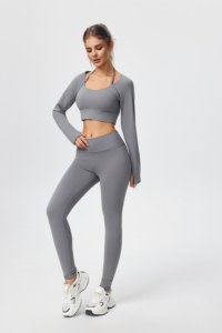 Vêtements de sport pour femmes : Haut de sport à manches longues avec bretelles – Idéal pour le yoga et le Pilates – Confort et mobilité à chaque mouvement - Product Image 2
