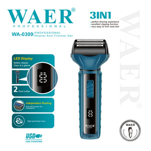 WAER 다기능 전기 3-in-1 헤어 트리머 & 면도기 세트 (머리/코/얼굴용) LED 디스플레이 가정용 USB 충전식 - Product Image 4