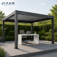 Pergola en aluminium Jiake 6063-T5 avec toit à lames motorisées pour bureau extérieur, patio, jardin, gazebo, pavillon, terrasse
