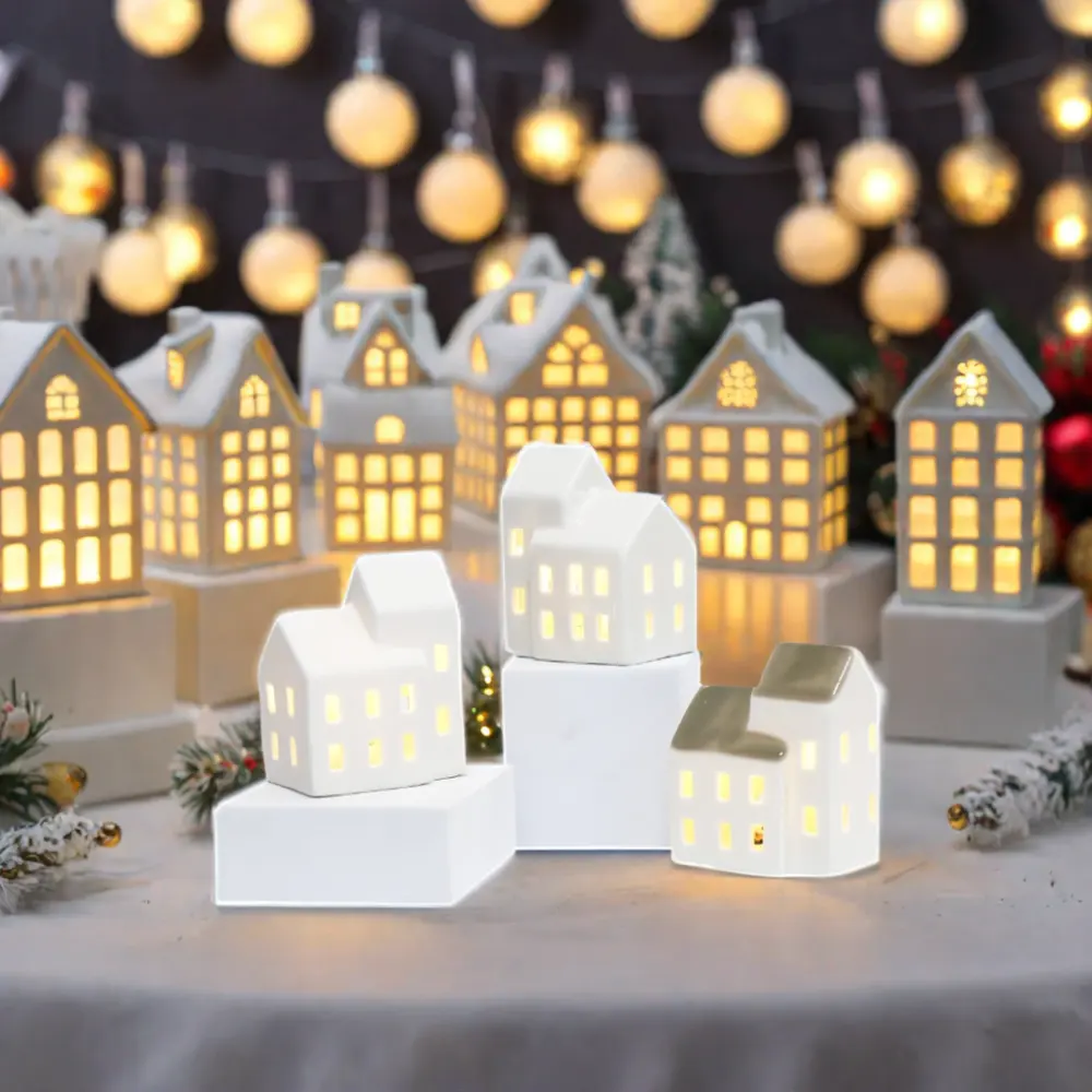 LED illuminato decorazione della casa in ceramica modello 'Home' per la decorazione delle vacanze di natale e feste