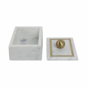 Scatola decorativa in marmo con pomello in ottone e intarsi per gioielli, oggetti di valore e decorazioni per la casa - Product Image 4