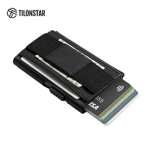 TILONSTAR TVC320 Men's Slim Leather Business Card <b>Holder</b> Case RFID Pop up Aluminum Credit Card <b>Holders</b> - Product Image 4