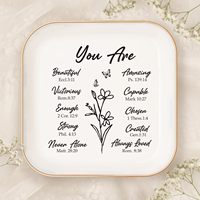 Minimalist White <strong>Ceramic</strong> Jewelry <strong>Dish</strong> Custom Logo Trinket Tray Square Ring Holder Plate for Engagement Wedding Gift Favors