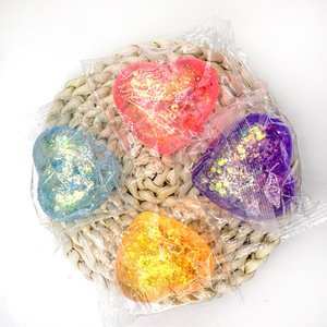 Factory Wholesale TPR Glitter Heart Shaped Maltose Stress Relief Decompression Sensory <b>Squeeze</b> Toy for Kids Boys and Girls - Product Image 4