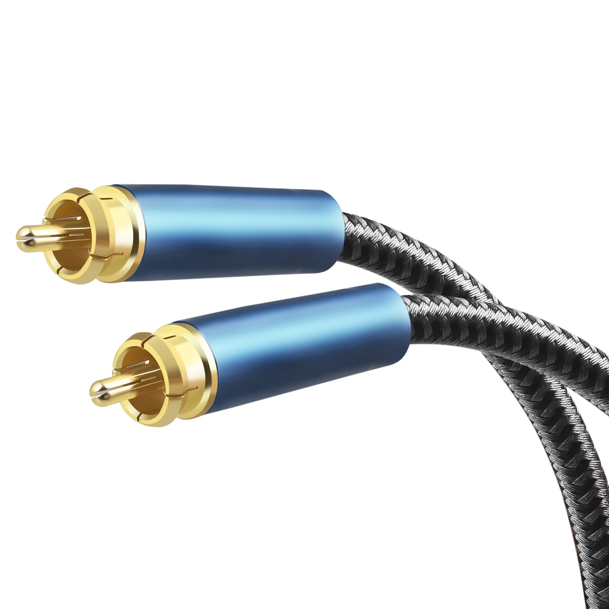 Male to male RCA gold plated Aluminum shell blue audio cable RCA to RCA 1M 1.5M 2M 3M 5M 10M 15M for speaker microphone