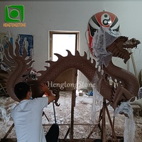 Grande sculpture de dragon en fibre de verre de style chinois pour l'extérieur, statue d'animal en résine