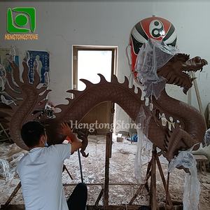 รูปปั้นมังกรจีนขนาดใหญ่กลางแจ้ง ทำจากไฟเบอร์กลาส รูปปั้นสัตว์เรซิ่น - Product Image 4