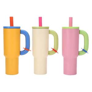 Mango de vaso de acero inoxidable de 40Oz, tapa sin BPA, cubierta de paja, 304, Material americano para bebidas frías y calientes, viaje, novedad - Product Image 4