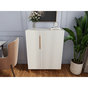 Modern White Sideboard Cabinet With Gold Handles <b>For</b> Kitchen Dining Room Furniture Organizer - Product Image 1