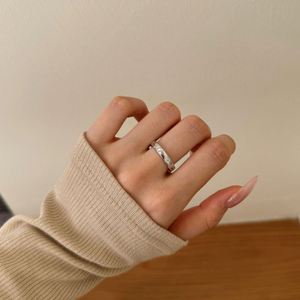 Dylam Shiny Stylish Jewelry Polished Surface Solid Sterling <b>Silver</b> 5A Zirconia <b>Eternity</b> Band Chunky Wide Women Promise <b>Rings</b> - Product Image 4
