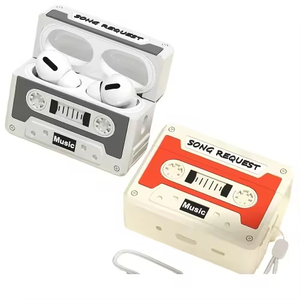 Étui en silicone liquide au design rétro cassette pour écouteurs sans fil - Protection intégrale antichoc, anti-traces de doigts, style sculpté 3D - Product Image 6