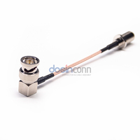 Cable coaxial RG179 de 75 ohmios con conector BNC macho en ángulo recto a conector F hembra recto, tipo pigtail, para sistemas de seguridad y cámaras CCTV