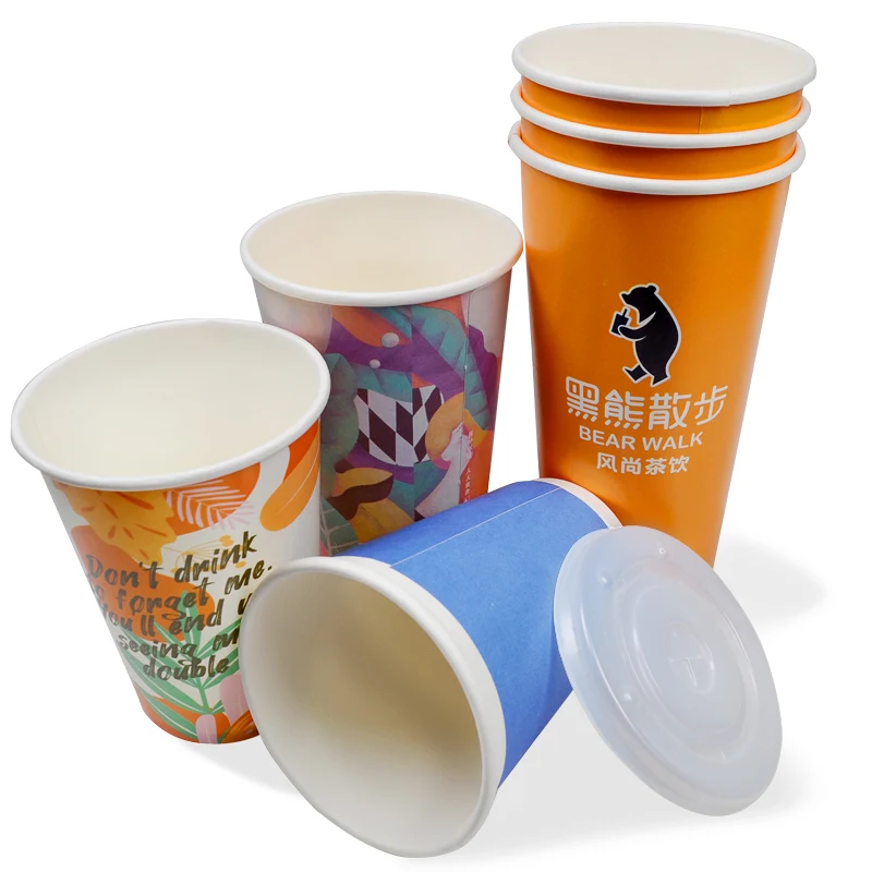 12 16 20 22 32 oz Disposable Cold Soft Drink Paper Cup with Lid