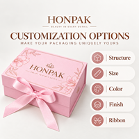Boîte cadeau magnétique personnalisée HONPAK avec ruban rose, boîte d'emballage en papier rigide de luxe pour bijoux, cosmétiques, soins de la peau, cadeaux de mariage