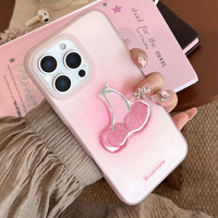 Coque de téléphone 3D Cherry Slim TPU transparente mate Design rose esthétique pour femmes adolescentes pour iPhone 12 coques de téléphone