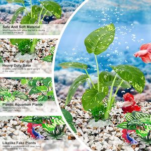 Betta Fish Tank Decor 10-pack Kunststof, Keramiek & Zijde Aquariumplanten voor Bureau-<span class=keywords><strong>aquarium</strong></span> en Visbakdecoratie - Product Image 4