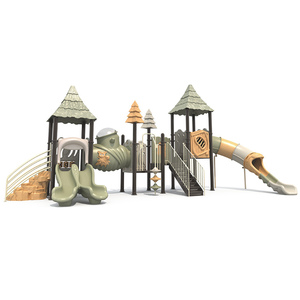 Parco Giochi per Bambini a Tema Foresta con Doppio Scivolo Dritto e Set Combinato di Scivoli a Tubo Trasparente - Product Image 1