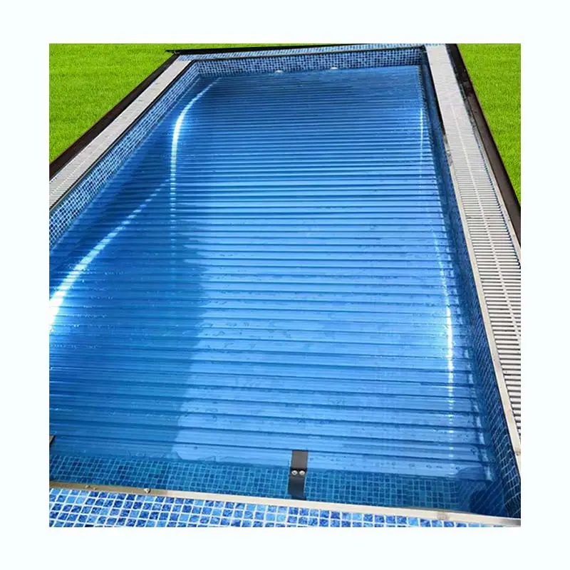 Inground swimming pool installed submerged model's safety cover