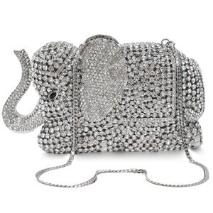 Luxo Cristal Elefante Pedra Animal Vestido Rhinestone <span class=keywords><strong>Clutch</strong></span> Moda Vestido Noite Sacos Embreagens De Casamento com Correntes Decoração - Product Image 1