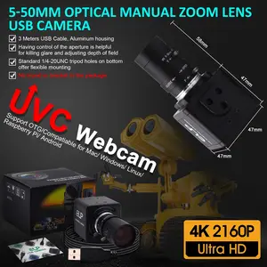 ELP IMX317 UHD Mini USB Camera 4K Fokus Manual 5-50Mm Optical Zoom 3840X2160 30fps Audio Kamera 4K USB Webcam