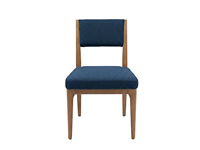 Chaise de salle à manger en bois massif de qualité contractuelle, assise en tissu bleu rembourrée, pour hôtel, restaurant et chambre d'hôtes GCON