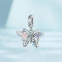 Breloques Cœur Rose en Argent Sterling 925, Pendentif Foi, Perles Thème Bible, pour Bracelet, Collier DIY, Fabrication de Bijoux Papillon, Cadeau