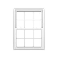 Ventana Doble Abatible de Estilo Americano, de Vinilo, con Marco de UPVC, Panel con Rejilla de PVC, Vidrio Doble Aislante de Baja Emisividad, Blanca