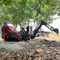 Derette V1000 Pro Multi Functional Mini Skid Steer Loader XC1100 Dengan Lampiran Backhoe Walk Behind Compact Track Loader