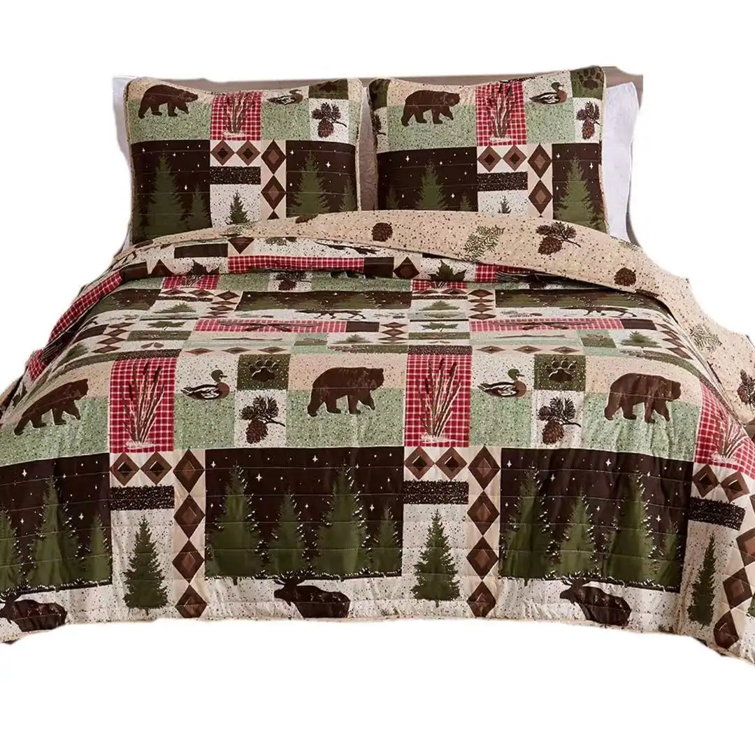 Hot verkauf produkte 3-Piece Reversible Rustic Lodge Bedspread Full All-Season Quilt Set