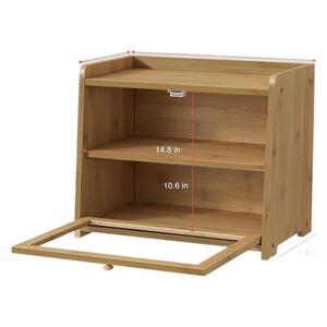 กล่องเก็บขนมปังไม้ไผ่สองชั้นพร้อมประตูกระจกสำหรับใช้ในครัวเบเกอรี่ - Product Image 5
