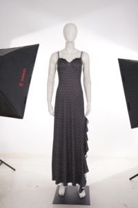 Women's V Neck Polka Dot Maxi Dress <b>Spaghetti</b> Strap Lace Trim Ruffle Hem A Line <b>Long</b> Dress Summer Beach Vacation Party Wear - Product Image 6
