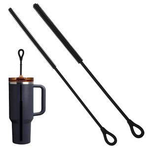 Brosse de nettoyage de pailles en silicone réutilisable avec noyau en acier flexible, brosse à bouteille extra longue et souple pour le nettoyage des pailles - Product Image 4