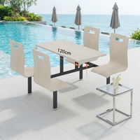 Ensemble table et chaises de salle à manger en acier moderne pour 4 personnes, mobilier commercial pour restaurant, centre commercial, école, hôtel, banquet