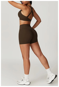 Soutien-gorge de sport en forme de U pour femmes, short respirant, ensemble de yoga deux pièces, vente en gros sur mesure - Product Image 5