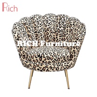 Fauteuil de luxe élégant en gros, chaise de loisirs, siège en forme de fleur, canapé design tendance, fauteuil d'appoint léopard