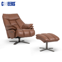 MANWAH CHEERS Nouveau canapé de luxe en cuir véritable Fauteuil inclinable pivotant électrique Canapé avec pouf et chargeur USB
