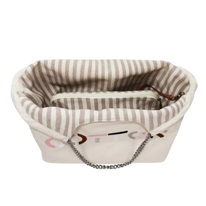 Bolsa de playa reutilizable con logotipo personalizado, bolsa de compras de lona de algodón con asa, impresa con logotipo personalizado. - Product Image 5