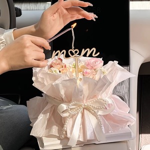 Ensemble de décoration de gâteau pour la Fête des Mères, carte décorative en bois exprimant la gratitude pour la Fête des Mères, artisanat en bois - Product Image 4