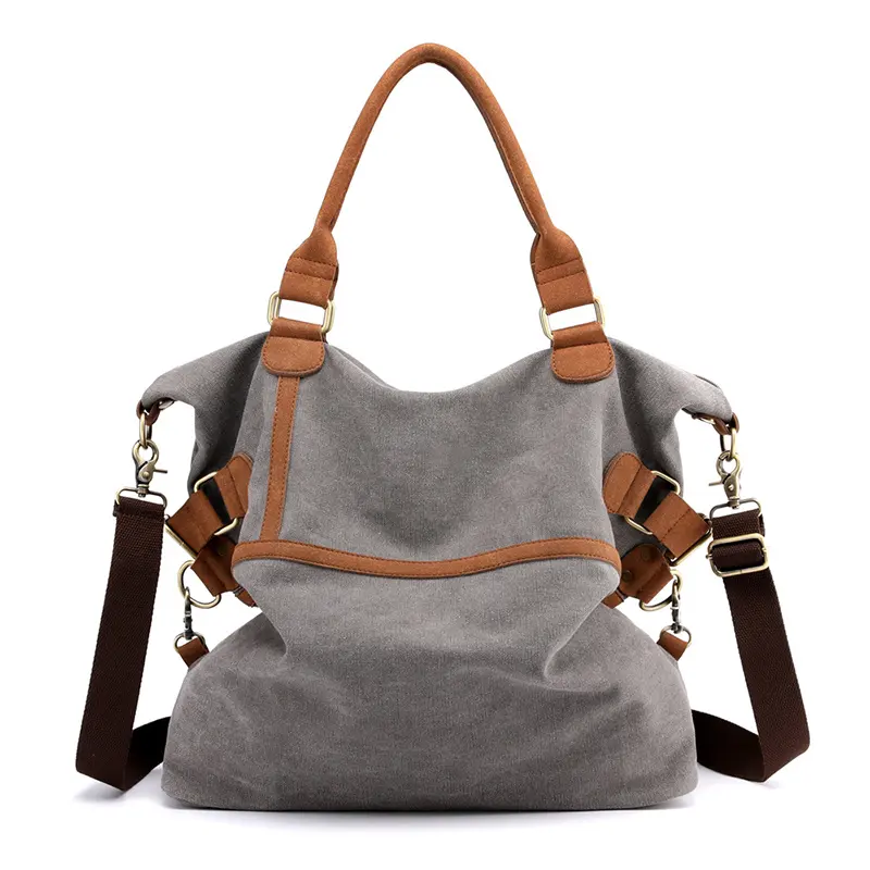 Stylish Women Cross Body Shoulder Bag Large Plain Canvas Handbags