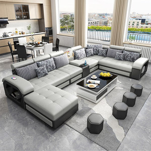 यू आकार कपड़े सोफे आधुनिक सरल धोने योग्य धोने योग्य सोफे सेट स्पंज कॉफी टेबल टीवी कैबिनेट पूर्ण फर्नीचर सेट - Product Image 2