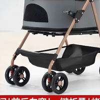 Poussette pliable multifonctionnelle moderne à 4 roues pour animaux de compagnie avec panier de transport séparé, chariot de voyage portable et panier de rangement pour chats