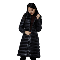 Veste longue à capuche rembourrée d'hiver pour femmes Manteau en duvet de canard blanc pour femmes Ultra léger Slim Solid Jackets Coat Parker