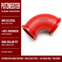 Coude en acier HRC 63 n°2 haute stabilité pour pièces de rechange de pompe à béton montée sur camion, coude de tuyau Putzmeister 292079001, fournisseur chinois